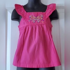 2/$10 - Girl's Lightweight Elastic Ruffled Sleeve Top With Embroidered Details